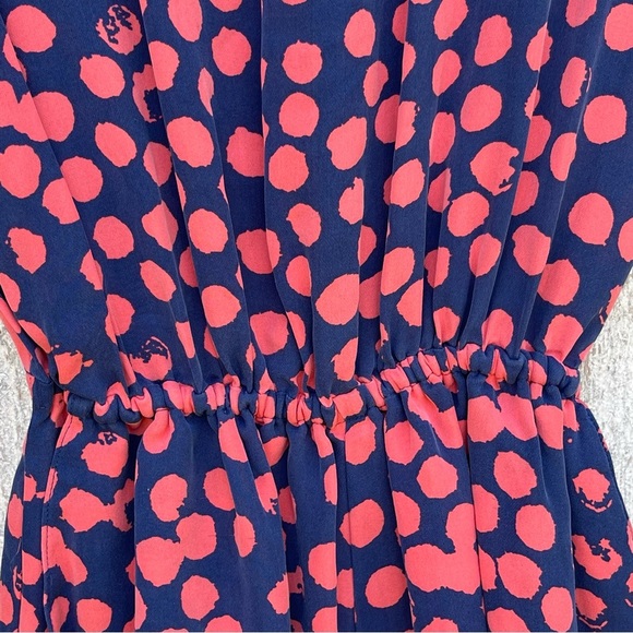 REBECCA MINKOFF ~ Indigo/Coral “Abby” Silk Romper ~ Abstract Polka Dots ~ Small - Picture 5 of 9